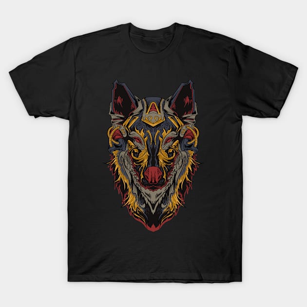 Cyborg Wolf Head T-Shirt by mazyoy